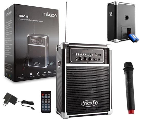 MIKADO MD-388 USB+SD+FM EL MİKROFONLU SEYYAR ANFİ