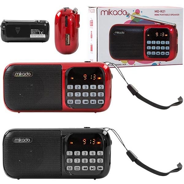 MIKADO MD-R21 USB/TF KART/FM DESTEKLİ LED EKRAN MÜZİK KUTUSU (KIRMIZI*SİYAH)