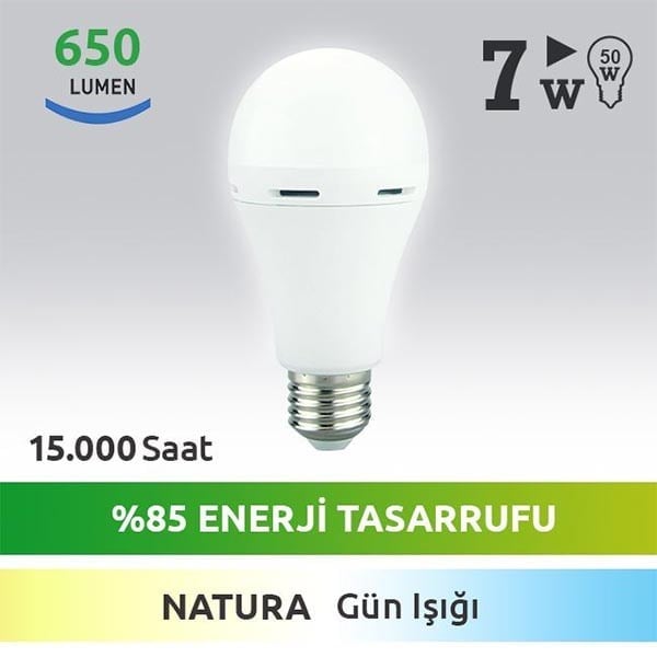 NEXTLED YE-E27E-7WN 7 WATT 650 LÜMEN GÜNIŞIĞI ŞARJLI LED AMPÜL