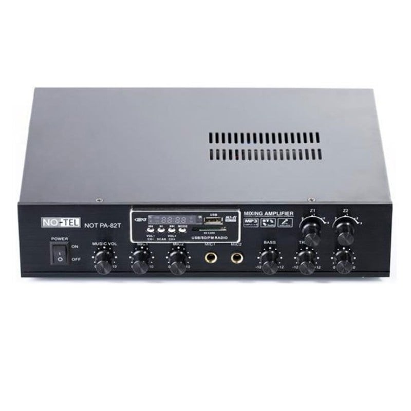 NOTEL NOT-PA82T 2 BÖLGELİ 80 WATT USB/SD/BLUETOOTH HAT TRAFOLU MIXER ANFİ