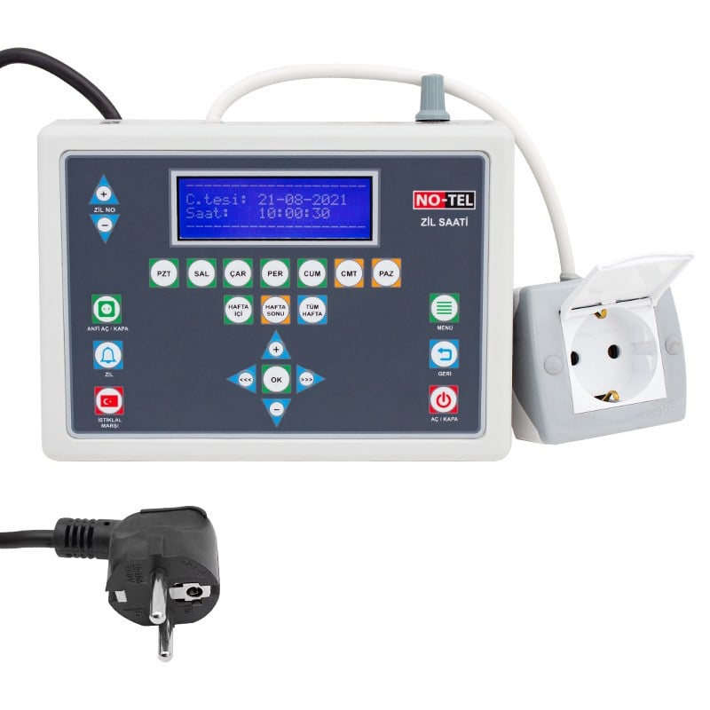 NOTEL NOT-ZS3 PROGRAMLANABİLİR ANFİ KONTROLLÜ USB GİRİŞLİ İSTİKLAL MARŞLI OKUL ZİL SAATİ (MELODI YÜKLENEBİLİR)