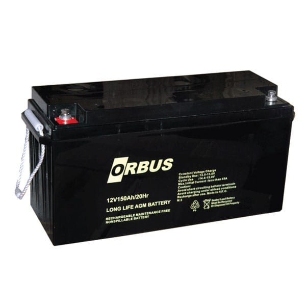 ORBUS 12 VOLT - 150 AMPER  JEL TİP AKÜ (485 X 170 X 240 MM)