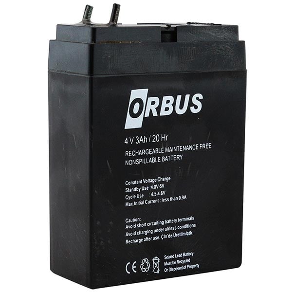 ORBUS 4 VOLT - 3 AMPER AKÜ (80 X 60 X 27 MM)