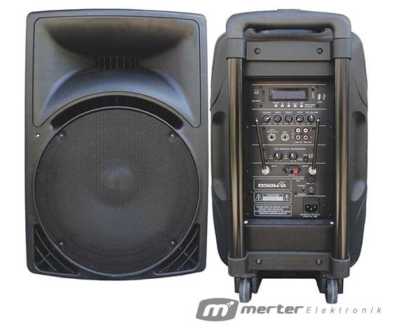 OSAWA OSW-1815A ÇİFT KANAL VHF+AKÜLÜ+USB+SD 38 CM PORTATİF ANFİ