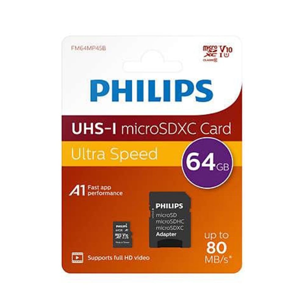 PHILIPS FM64MP45B/00 64GB CLASS10 UHS-I U1 ADAPTÖRLÜ MICRO SDXC HAFIZA KARTI