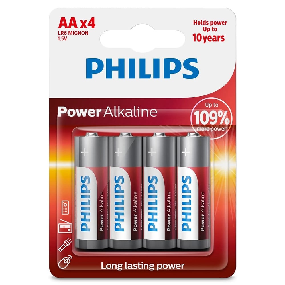 PHILIPS LR6P4B/10 LR6 MIGNON 1.5 VOLT POWER POWER ALKALINE AA KALEM PİL (4'LÜ PAKET)