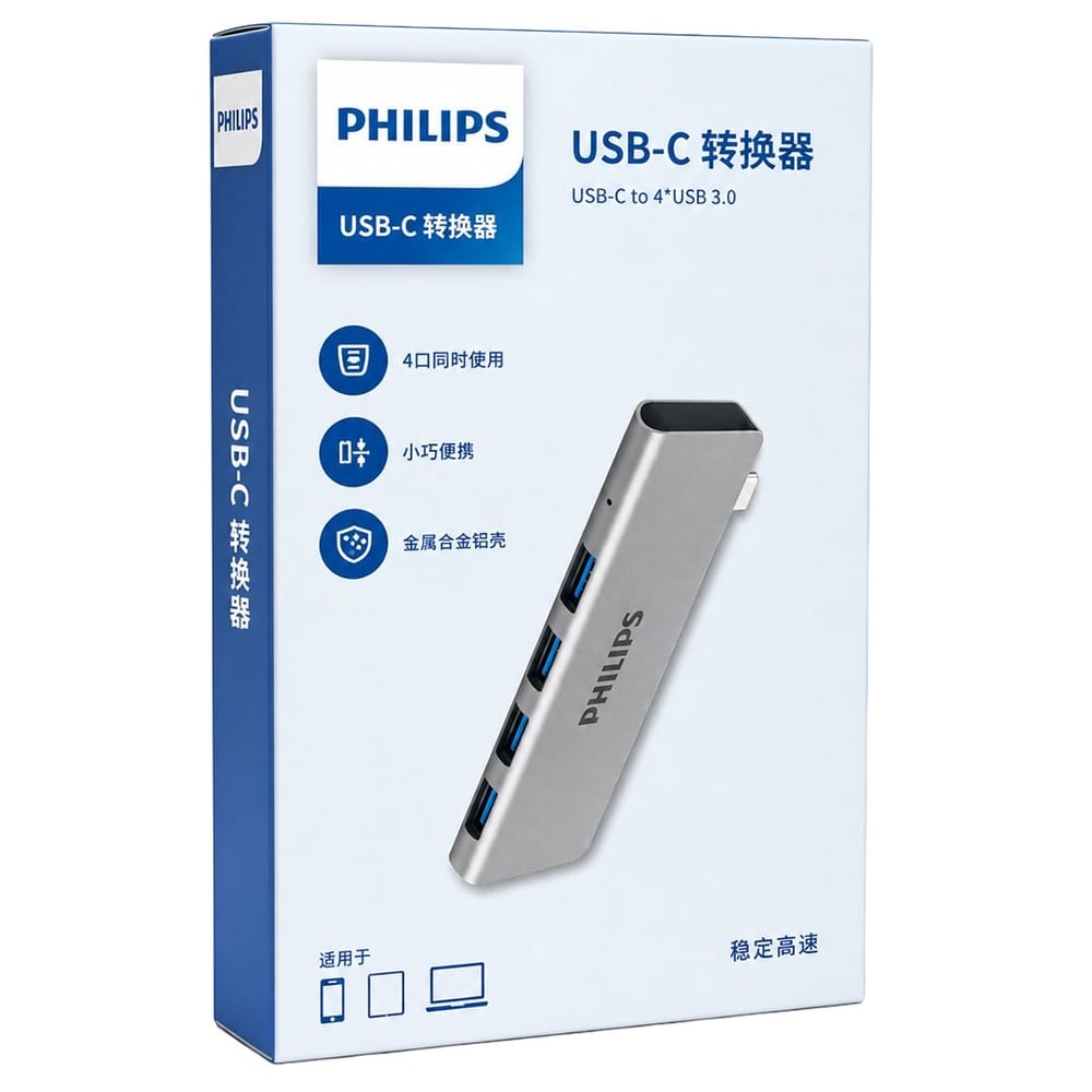 PHİLİPS SWR1604P/93 USB-C TO 4 PORT USB 3.0 ULTRA İNCE ALÜMİNYUM HUB ÇOKLAYICI