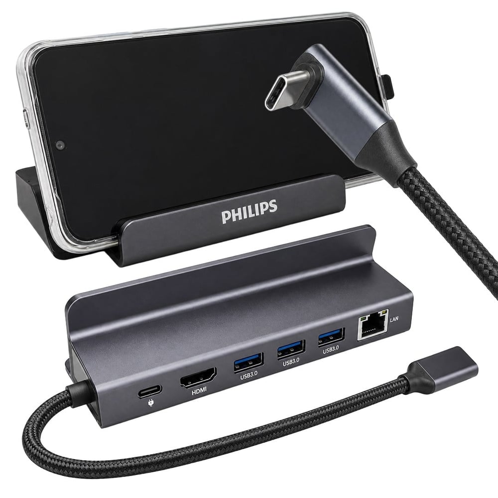 PHİLİPS SWR1691A/93 USB-C 6'SI 1 ARADA STAND TASARIMLI HUB - 4K 60HZ HDMI, 1000MBPS LAN, 100W PD