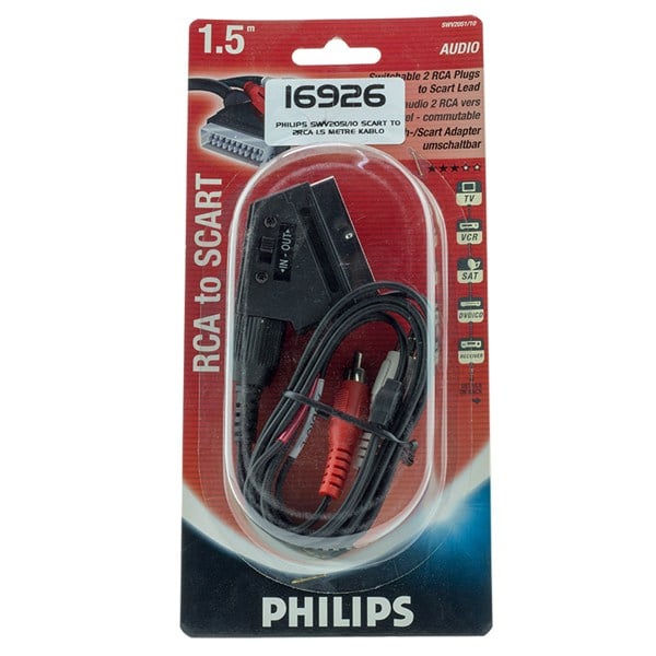 PHILIPS SWV2051/10 SCART TO 2 RCA 1.5 METRE KABLO