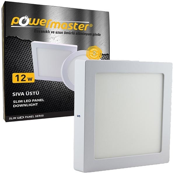 POWERMASTER 12 WATT 6500K 170 MM SIVA ÜSTÜ BEYAZ KARE SLIM LED-ECO SPOT PANEL