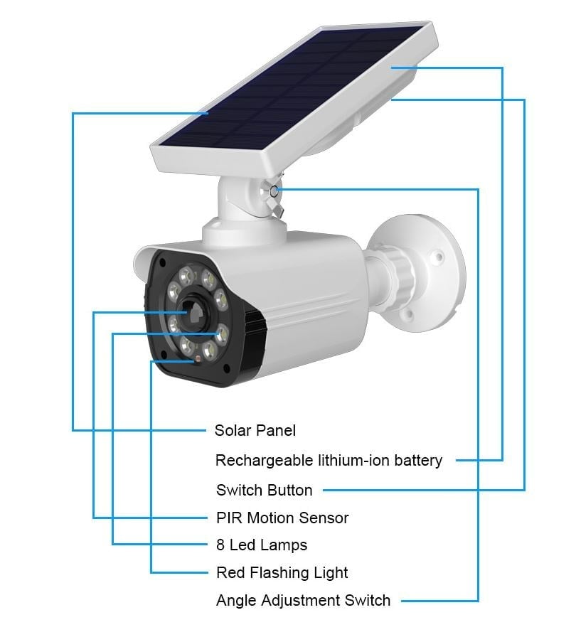 POWERMASTER 1800S SOLAR PANELLİ 8 LEDLİ FAKE KAMERA