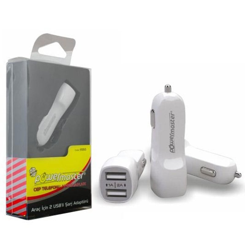 POWERMASTER 5 VOLT - 2 AMPER 2'Lİ USB OTO ÇAKMAKLIK USB