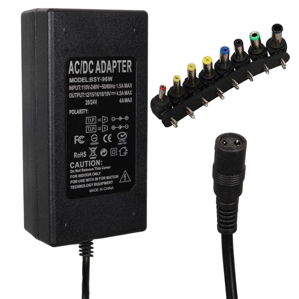 POWERMASTER BSY-96W 4.5/4 AMPER 12/15/16/18/19/20/24 VOLTAJ KADEMELİ 8 UÇLU ADAPTÖR