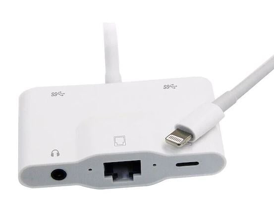 POWERMASTER IPHONE RJ45 ETHERNET 2 ADET USB VE ŞARJ KULAKLIK GİRİŞLİ ADAPTÖR