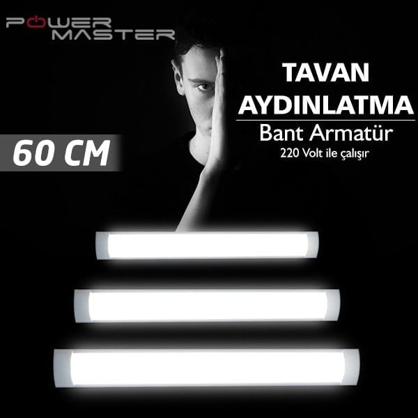POWERMASTER OWELED 220 VOLT - 20 WATT 96 LED 60 CM MAT KAPAK BEYAZ LED BAR