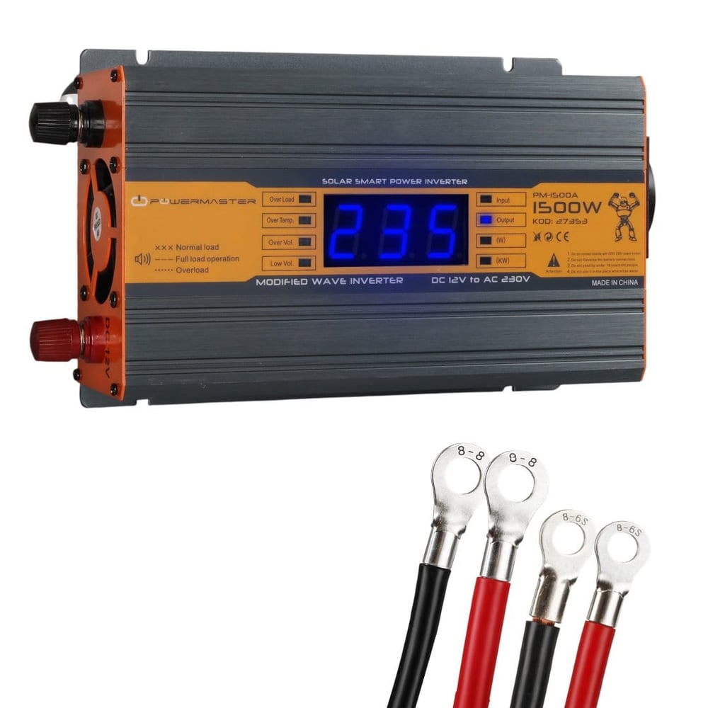 POWERMASTER PM-1500A 12 VOLT 1500 WATT LED EKRANLI POWER INVERTER