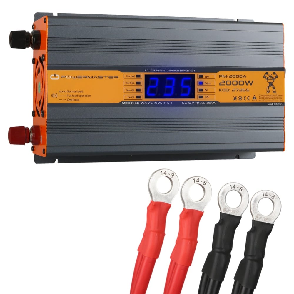 POWERMASTER PM-2000A 12 VOLT 2000 WATT LED EKRANLI POWER INVERTER
