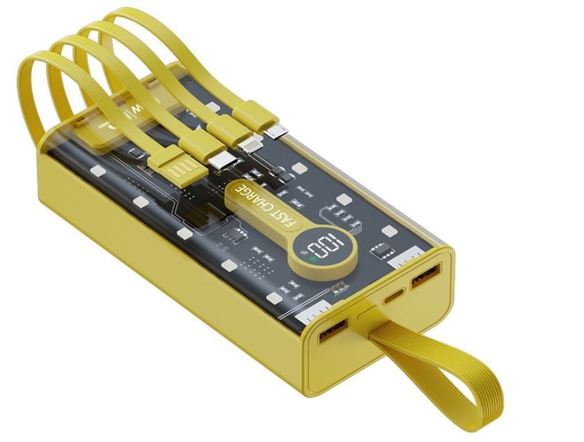 POWERMASTER PM-25401 10000 MAH ÇİFT USB + TYPE-C GİRİŞLİ SARI POWERBANK