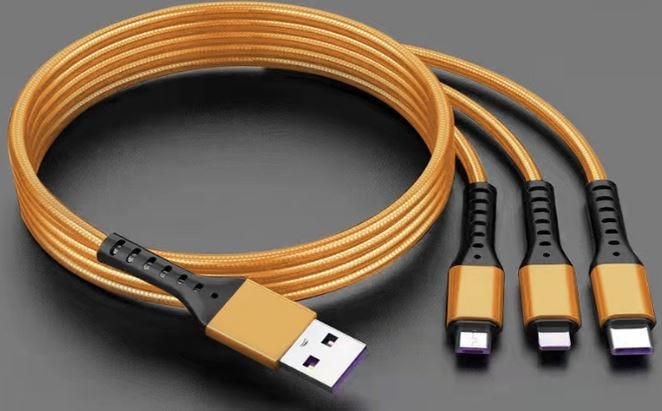 POWERMASTER PM-26333 3IN1 GOLD 1.2 METRE (MICRO USB - LIGHTNING - TYPE C) TELEFON ŞARJ KABLOSU
