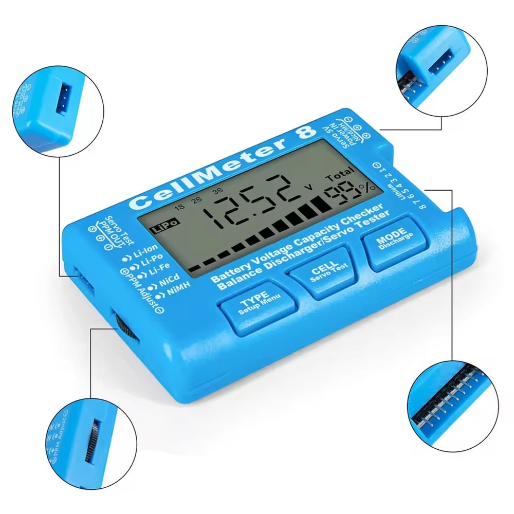 POWERMASTER PM-26959 PİL KAPASİTE VOLTAJ TEST CİHAZI RC 1-8S LİPO LİTYUM NİMH