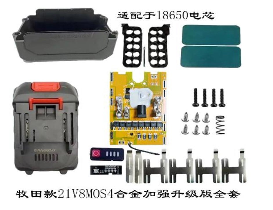 POWERMASTER PM-31112 MAKITA UYUMLU 21 VOLT 8 MOSFET 5-10-15-20X18650 LI-ION PİL HÜCRELİ PİLSİZ BOŞ BATARYA KUTU FULL SET