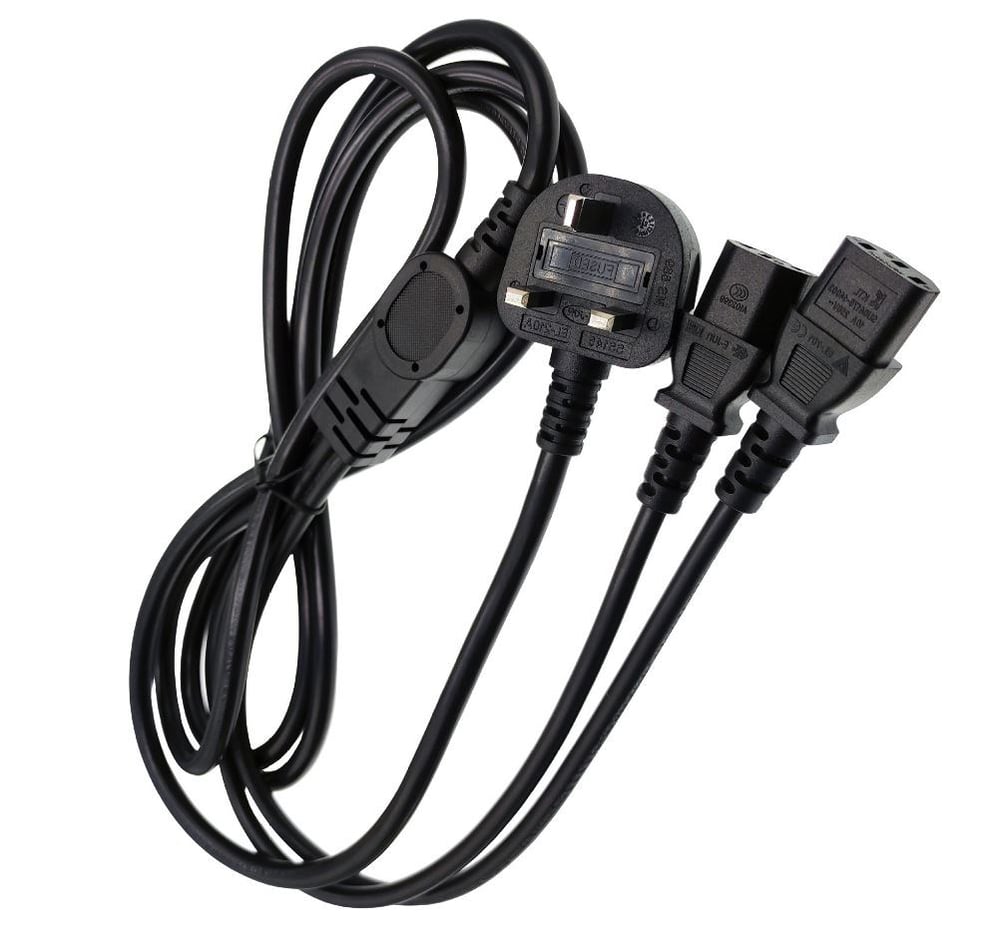 POWERMASTER PM-38801 ÇİFT GÜÇ ÇIKIŞLI 1.8 METRE PC POWER KABLOSU (UK SOKET)