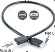 POWERMASTER TYPE-C TO MICRO USB 50 CM (0.5 METRE) ÇEVİRİCİ KABLO