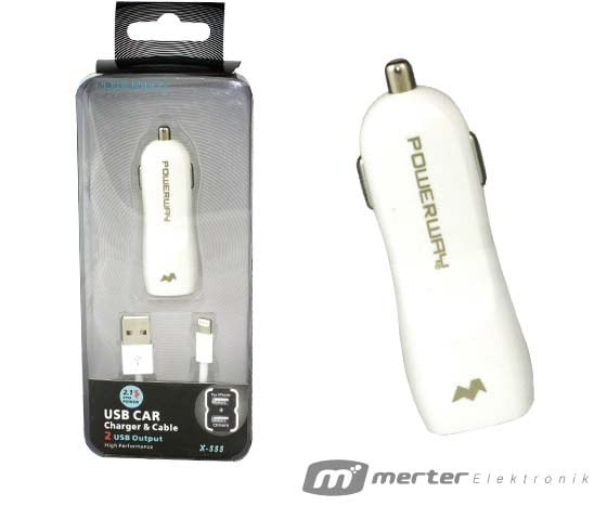 POWERWAY DRN-X-333 ÇAKMAK USB ŞARJX2 + KABLO
