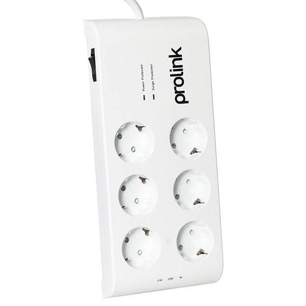 PROLINK PR-SP06T 16 AMPER - 3680 WATT - 3600 JOULE 6'LI 1.5 METRE KABLOLU BEYAZ AKIM KORUMALI PRİZ