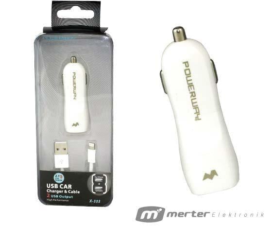 Powerway Drn-X-333 Çakmak Usb Şarjx2 + Kablo
