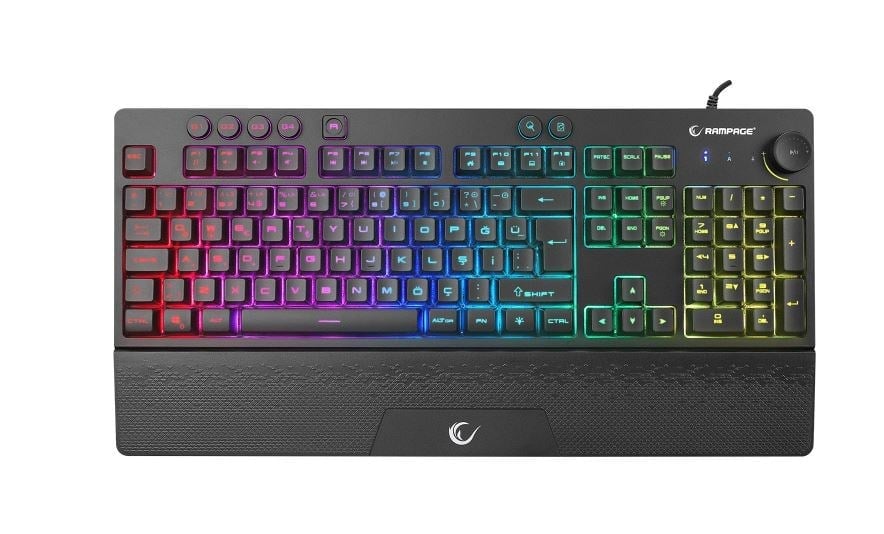 RAMPAGE KB-GX65 SIMULA USB RGB AYDINLATMALI 4 MAKRO TUŞLU BİLEK DESTEKLİ OYUNCU KLAVYESİ