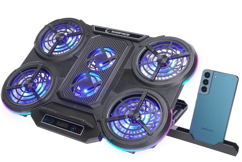 RAMPAGE PROTE R6 RGB IŞIKLI 6 FANLI TELEFON TUTUCULU NOTEBOOK SOĞUTUCU STAND