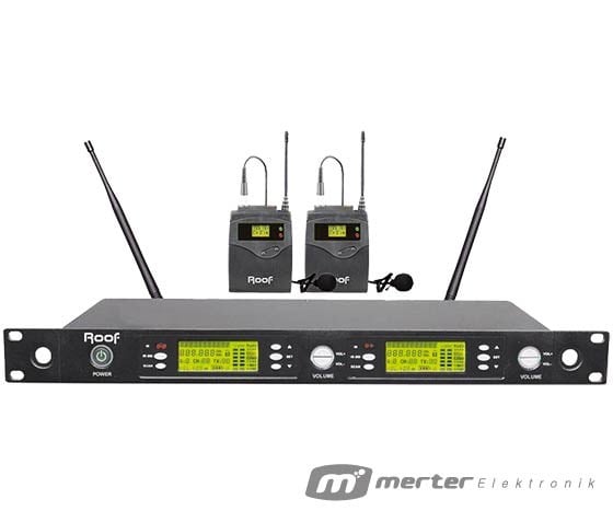 ROOF R-1250S KABLOSUZ UHF 2 KANAL 2 YAKA ÇİFT TUNER TELSİZ MİKROFON