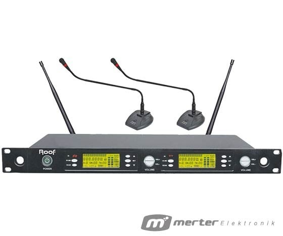 ROOF R-1250S KABLOSUZ UHF 2 KANAL ÇİFT TUNER TELSİZ MİKROFON