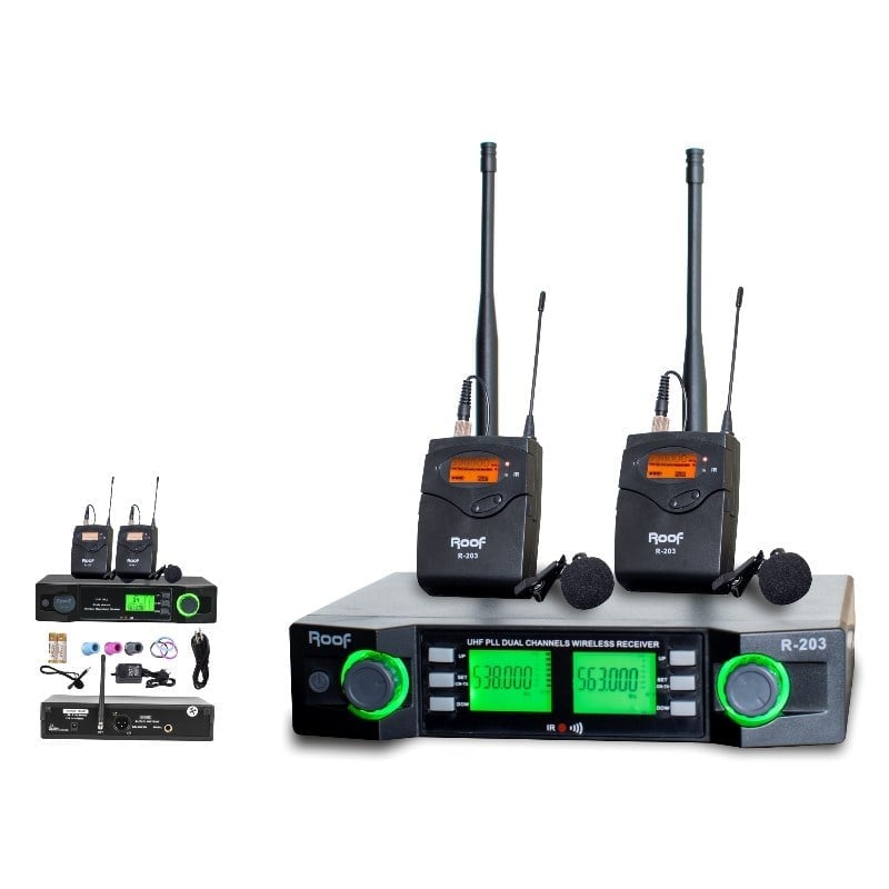 ROOF R-203 2 YAKA 2 KANAL 2 ANTEN UHF KABLOSUZ TELSİZ MİKROFON