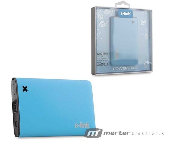 S-LINK IP-M42 4200 MAH ÇIKIŞ MAVİ POWERBANK