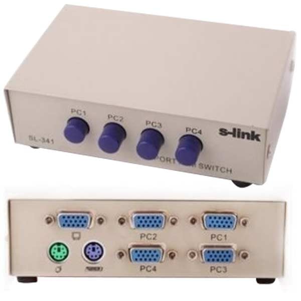 S-LINK SL-341 4 PORT OTOMATİK KABLOLU KVM SWITCH