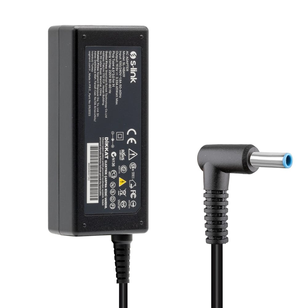 S-LINK SL-NBA19 19.5 VOLT 3.34 AMPER 65 WATT 4.5X3.0 UÇLU HP ULTRABOOK ADAPTÖR