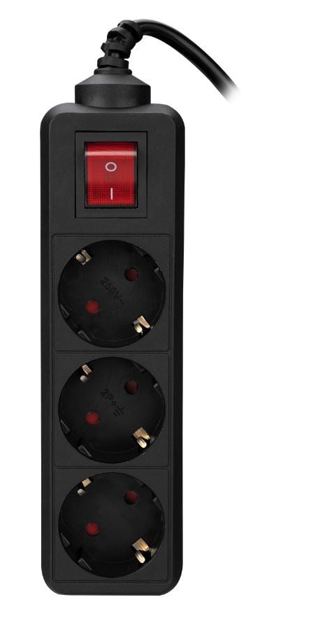 S-LINK SPG3-X-3 3'LÜ 1.5 METRE KABLOLU SİYAH AKIM KORUMALI PRİZ