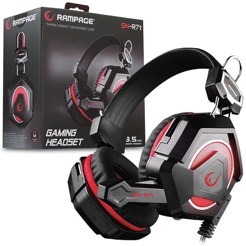 SNOPY RAMPAGE SN-R71 LEDLİ OYUNCU MİKROFONLU KULAKLIK (SİYAH/KIRMIZI)