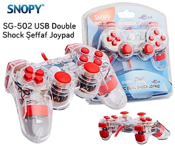 SNOPY SG-502J USB-PC-PS3 DOUBLE SHOCK ŞEFFAF JOYPAD OYUN KOLU