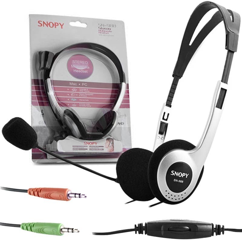 SNOPY SN-988 SİYAH/GÜMÜŞ MİKROFONLU KULAKLIK