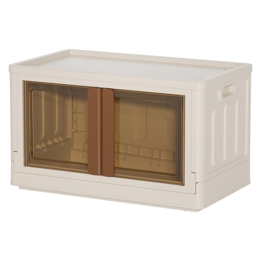 SUNUP SN-25881 40X64X37CM 72L KATLANABİLİR PLASTİK SAKLAMA KUTUSU KAHVERENGİ KAPAKLI TEKERLEKLİ