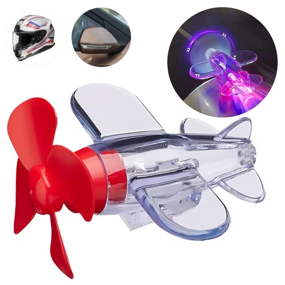 SUNUP SN-26786  KIRMIZI - MAVİ LED IŞIKLI YAPIŞKANLI MOTOSİKLET KASK ARABA PERVANELİ PİLSİZ SÜS UÇAK