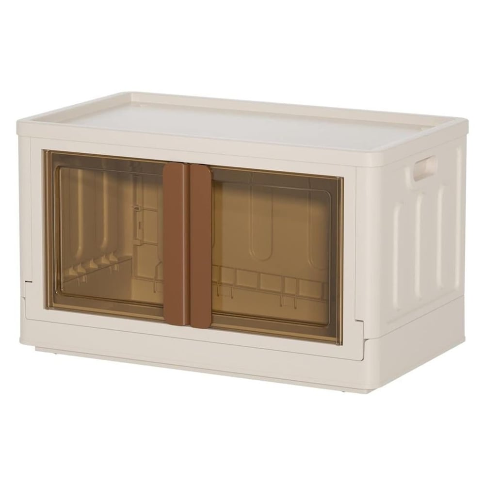 Sunup SN-25882 32L Katlanabilir Plastik Saklama Kutusu Kahverengi Kapaklı Tekerlekli 31X49x30cm