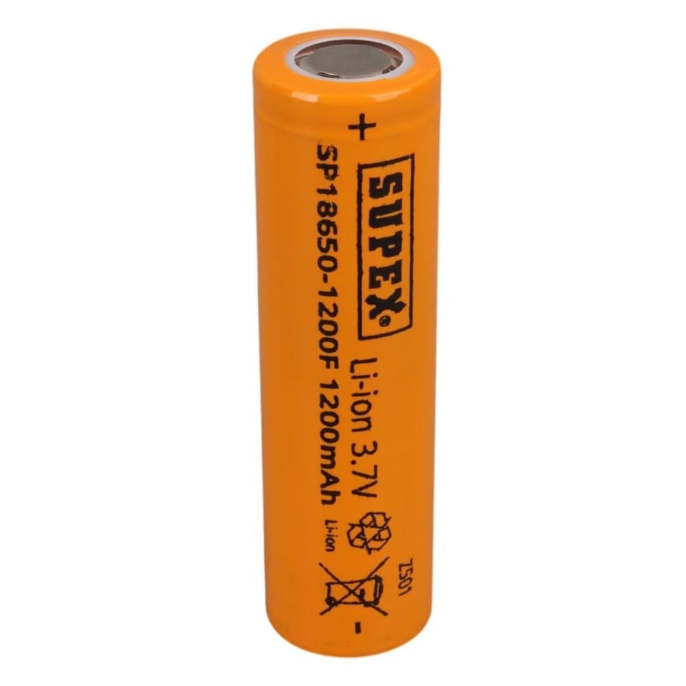 Supex 1865-1200F 3.7 Volt Li-İon 1200 Mah Düz Kafa (Başlıksız) Şarjlı Pil
