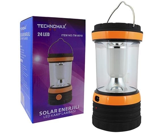 TECHNOMAX TM-8018 PİL+ŞARJLI 24 LEDLİ SOLAR KAMP LAMBASI