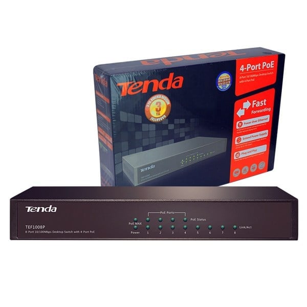 TENDA TEF1008P 8 PORT 10/100 MBPS 4 PORT POE SWITCH