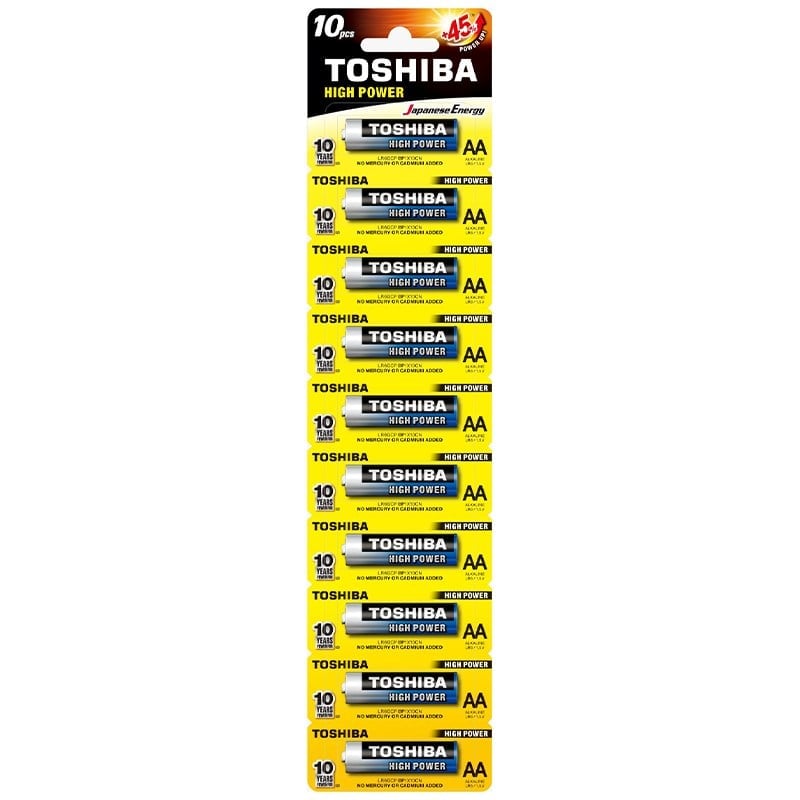 TOSHIBA AA ALKALİN KALEM PİL (10'LU PAKET FİYATI)(TEKLİ YIRTMALI)