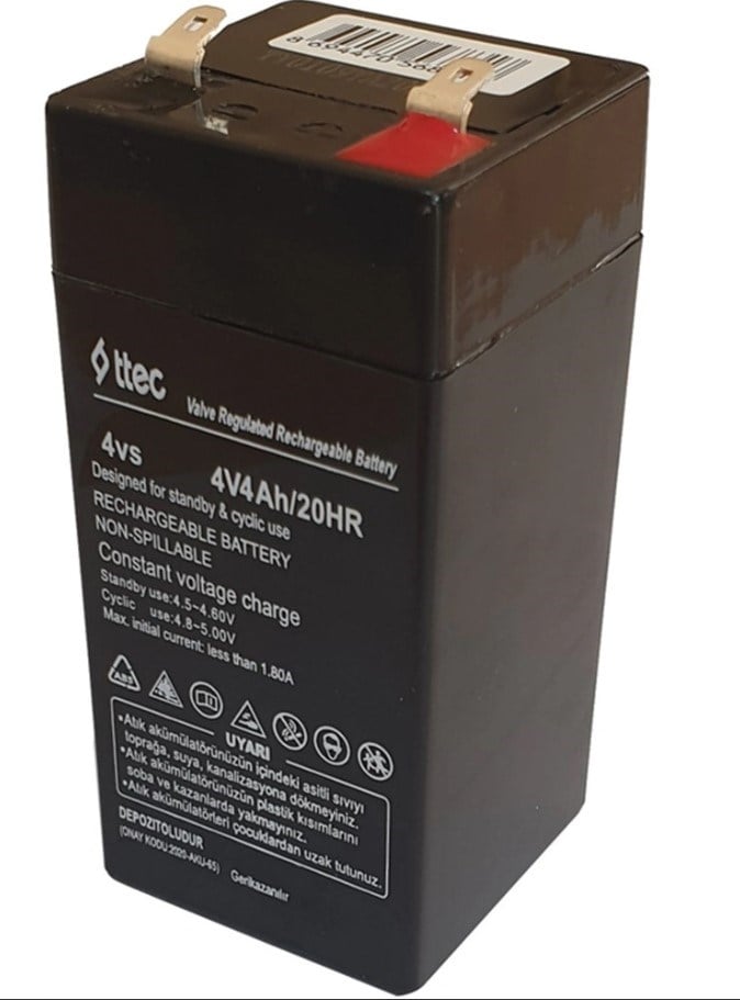 TTEC 4VS 4 VOLT - 4 AMPER KURU DİK AKÜ (45 X 45 X 100 MM)